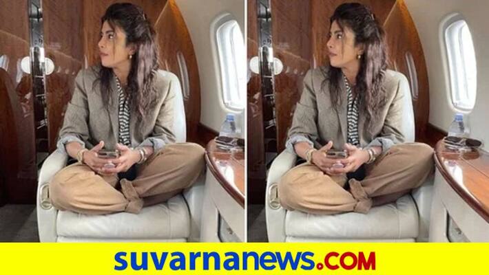 Priyanka Chopra sits cross legged in private jet fans call her India wale dpl Priyanka Chopra sits cross legged in private jet fans call her India wale dpl