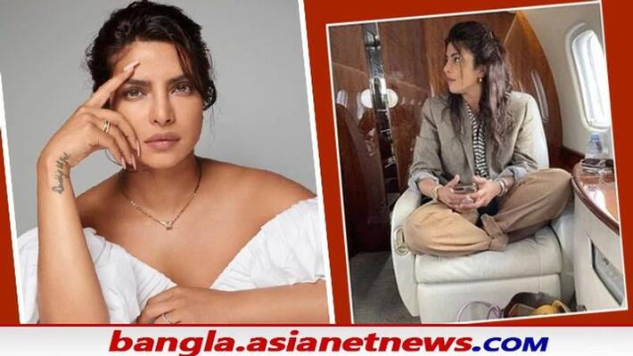 Priyanka Chopra sitting cross legged in private jet Candid photos goes viral BRD Priyanka Chopra sitting cross legged in private jet Candid photos goes viral BRD