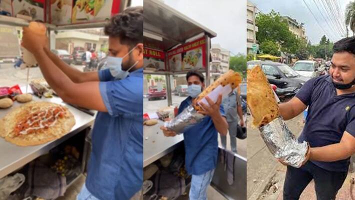 Delhi food stall has given a challenge to give 20 thousand rupees for eating rolls Delhi food stall has given a challenge to give 20 thousand rupees for eating rolls