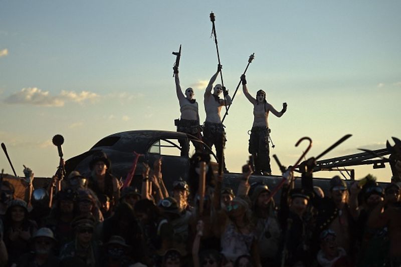 Celebration by thousands of Mad Max fans in Mojave Desert