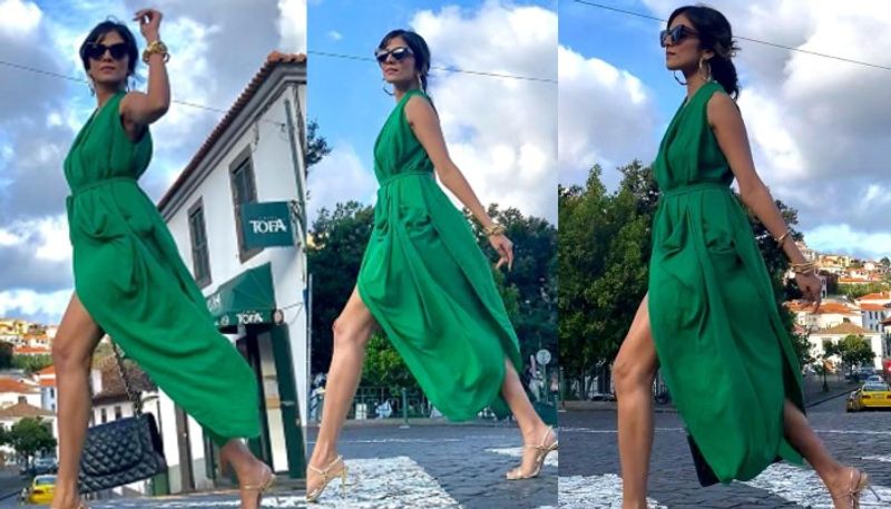 malavika mohanan hollywood look in green trendy wear photos hulchul