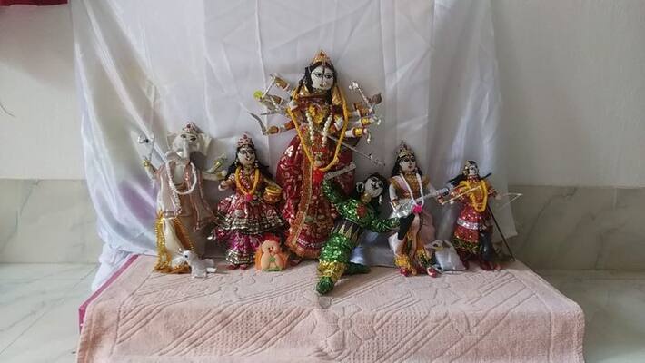 Balurghat Chakraborty Family made Durga idol with piece of cloths bmm Balurghat Chakraborty Family made Durga idol with piece of cloths bmm