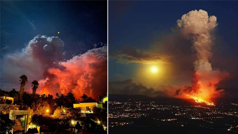 Viral shocking pictures of volcano eruption in spanish island of la palma