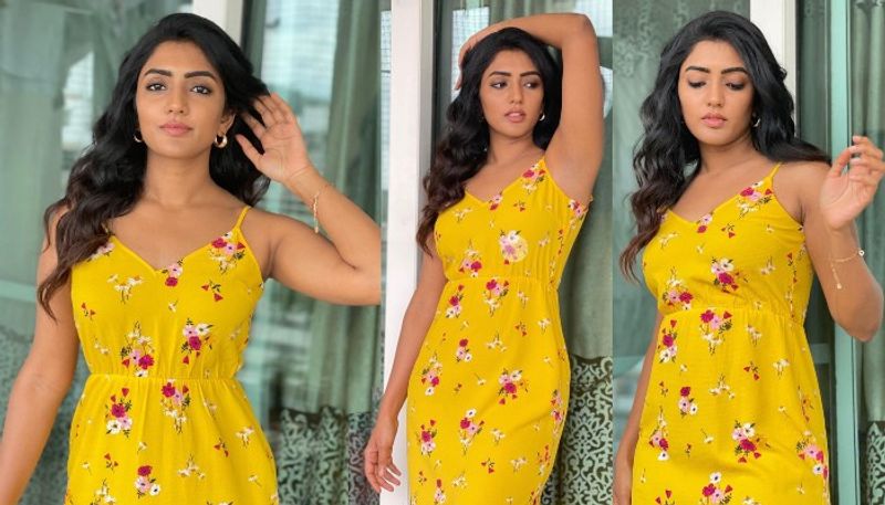 eesha rebba hot poses in sleeve less yellow night wear pics goes viral