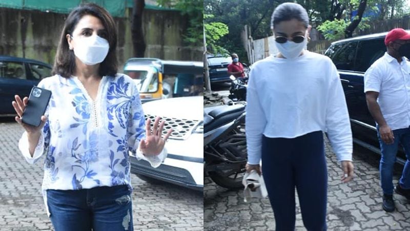 neetu singh with alia bhatt and ranbir kapoor spotted at krishnaraj bunglow to see construction work going on