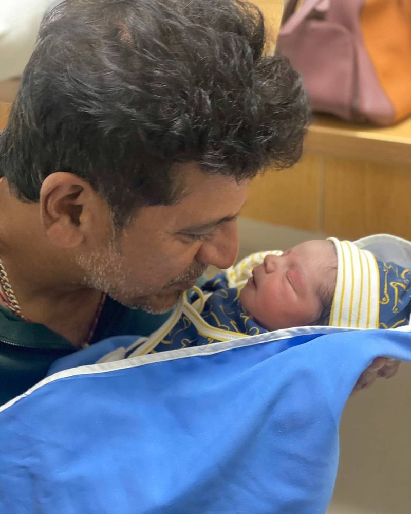 Sandalwood Actor Shivarajkumar with newborn baby photo goes viral mah