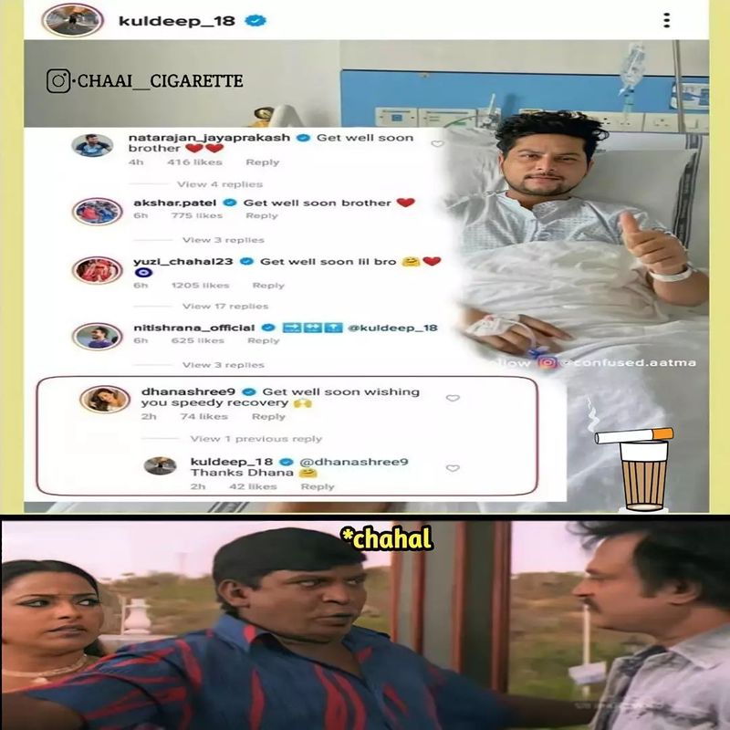 IPL 2021: men will be men memes viral on Kuldeep yadav after his only reply to dhanasree