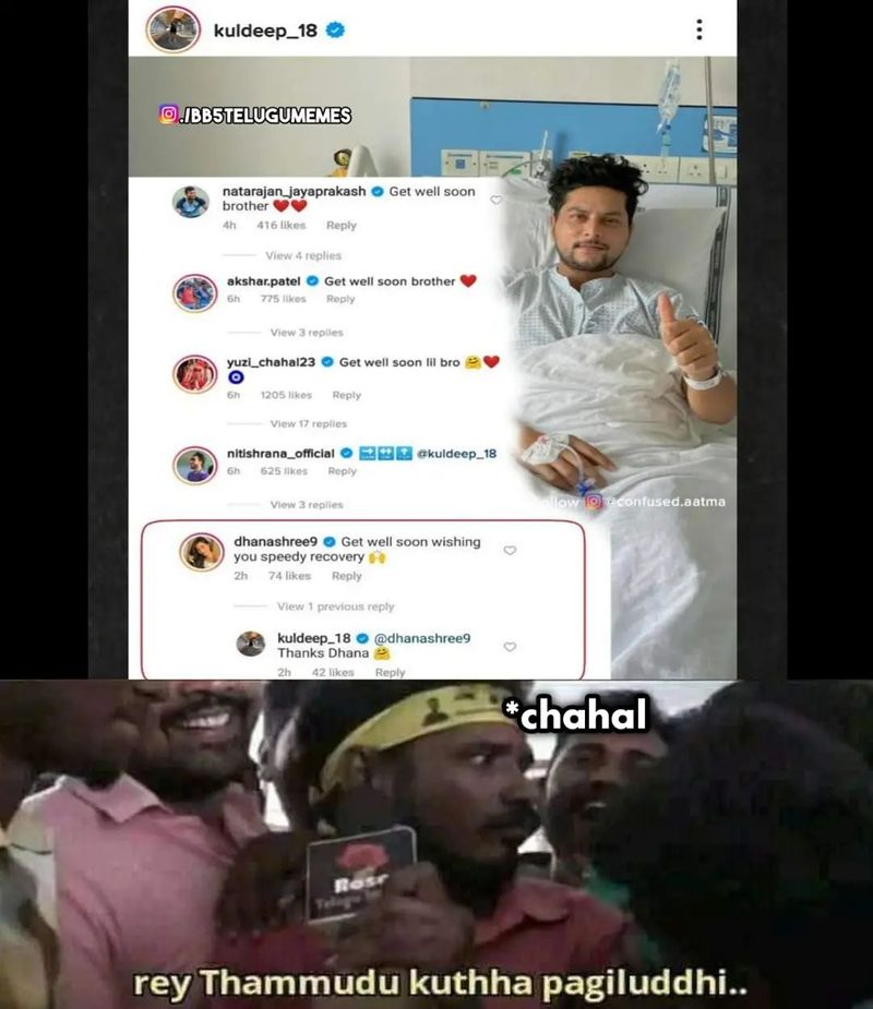 IPL 2021: men will be men memes viral on Kuldeep yadav after his only reply to dhanasree