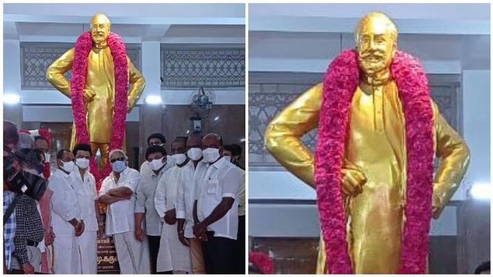 Tribute to the late actor Shivaji Ganesan statue of Tamil Nadu Chief Minister Stalin Tribute to the late actor Shivaji Ganesan statue of Tamil Nadu Chief Minister Stalin