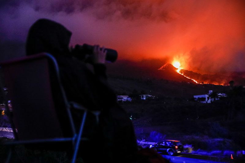 Cumbre Vieja volcano on La Palma Island is active again after 50 years