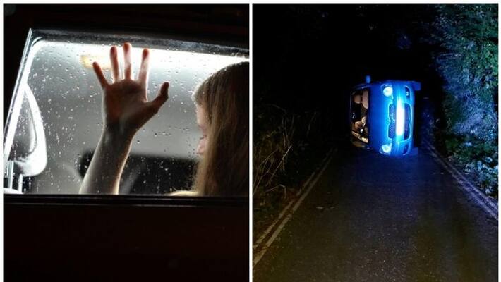 Car flips over after handbrake released during sex Car flips over after handbrake released during sex