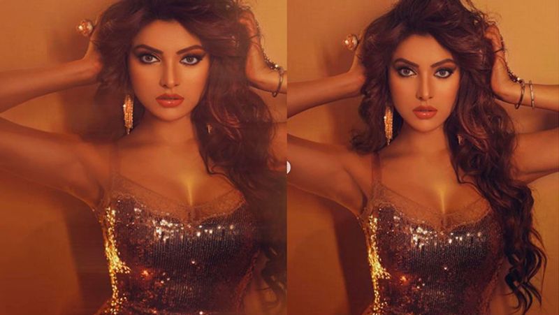 Urvashi Rautela shared stunning pictures in a golden dress Watch Hot Style