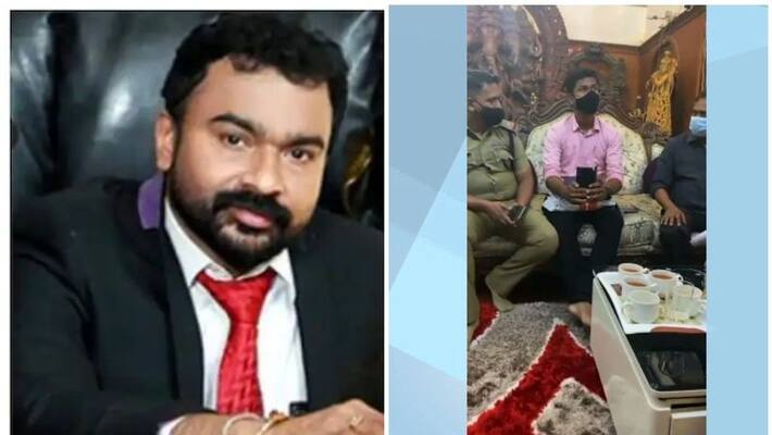 Monson Mavunkal speak angrily to police officers visuals Monson Mavunkal speak angrily to police officers visuals