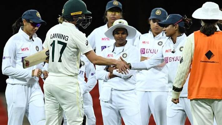 Pink Ball Test Rain hit game between India and Australia Womens Cricket match ends in draw kvn Pink Ball Test Rain hit game between India and Australia Womens Cricket match ends in draw kvn