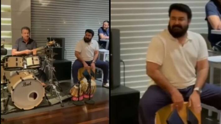 actor mohanlal play cajon for enjoy enjami song actor mohanlal play cajon for enjoy enjami song