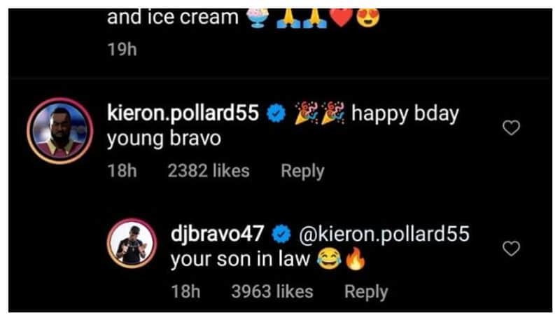 west indies cricketers dj bravo and kieron pollard engage in a hillarious banter in social media