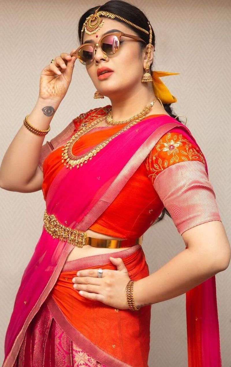 anchor sreemukhi turns innocent village girl