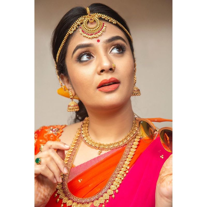 anchor sreemukhi turns innocent village girl