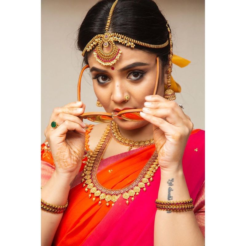 anchor sreemukhi turns innocent village girl