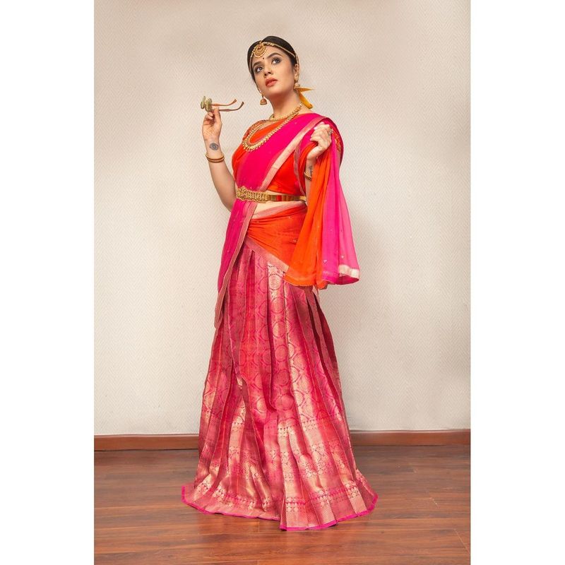anchor sreemukhi turns innocent village girl