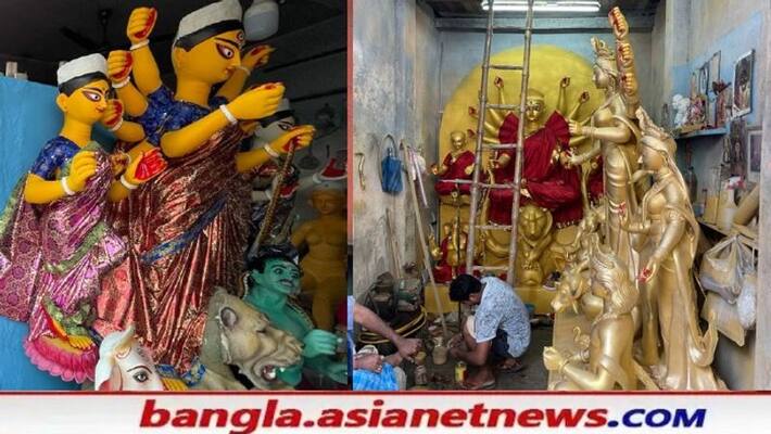 Crowd overflowed at Kumortuli Ghat to see the eyes of Durga Idol on Mahalaya and breaking the Covid rules RTB Crowd overflowed at Kumortuli Ghat to see the eyes of Durga Idol on Mahalaya and breaking the Covid rules RTB