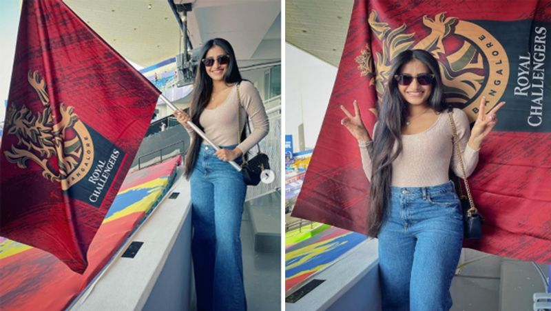 Yuzvendra chahal wife Dhanashree Verma looks hot and glamorous during RCB match in IPL 2021 spb
