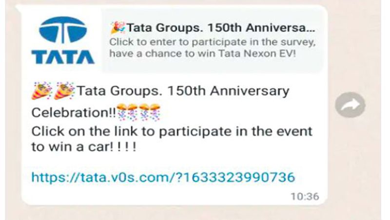 Fact Check of viral message claiming Chance to win Tata Nexon for free on TATA 150th Anniversary