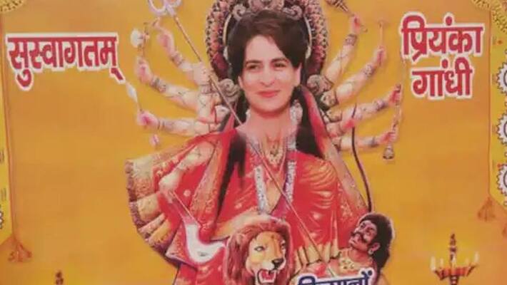 uttar pradesh, congress workers release controversial poster of priyanka gandhi in varanasi uttar pradesh, congress workers release controversial poster of priyanka gandhi in varanasi