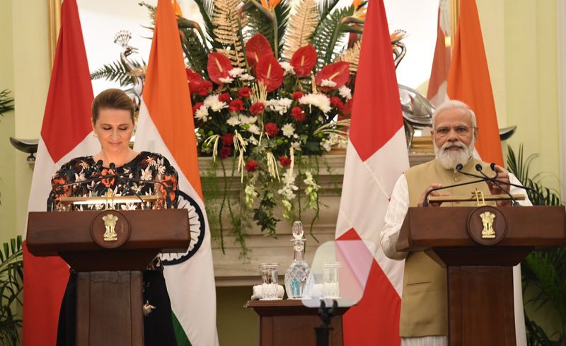 PM Narendra modi meets Denmark Prime minister Mette Frederiksen on her 3 day visit India ckm