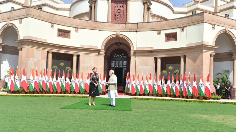 PM Narendra modi meets Denmark Prime minister Mette Frederiksen on her 3 day visit India ckm
