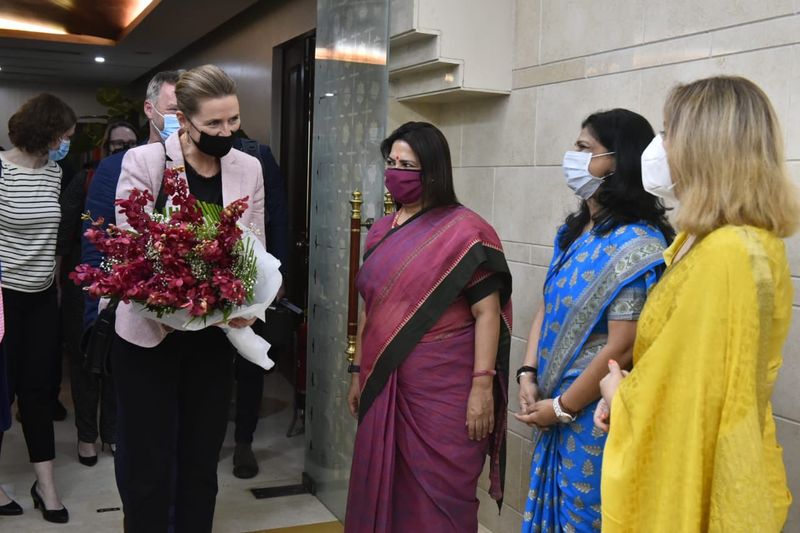 PM Narendra modi meets Denmark Prime minister Mette Frederiksen on her 3 day visit India ckm