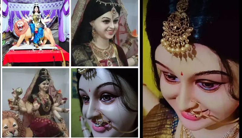 Madhya Pradesh news Navratri 2021 chhindwara artist made a smiling living durga maa idol viral on social media