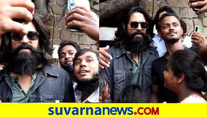 Fans rush to take selfie with KGF star Yash in Mumbai street dpl Fans rush to take selfie with KGF star Yash in Mumbai street dpl