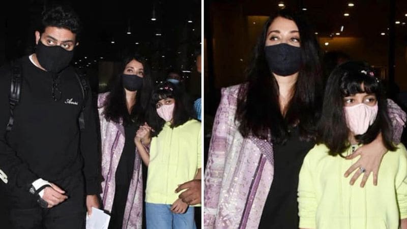 aishwarya rai bachchan with husband abhishek bachchan and daughter return from Paris and dubai trip