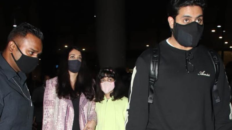 aishwarya rai bachchan with husband abhishek bachchan and daughter return from Paris and dubai trip