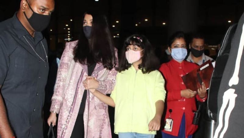 aishwarya rai bachchan with husband abhishek bachchan and daughter return from Paris and dubai trip