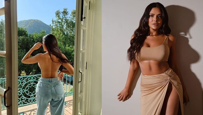 Bollywood Actress Esha Gupta goes topless Wearing just baggy jeans, take a look BRD