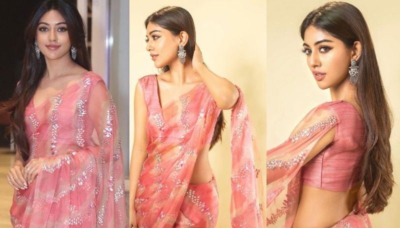 anu emmanuel hot show with her transparent saree best treat for fans