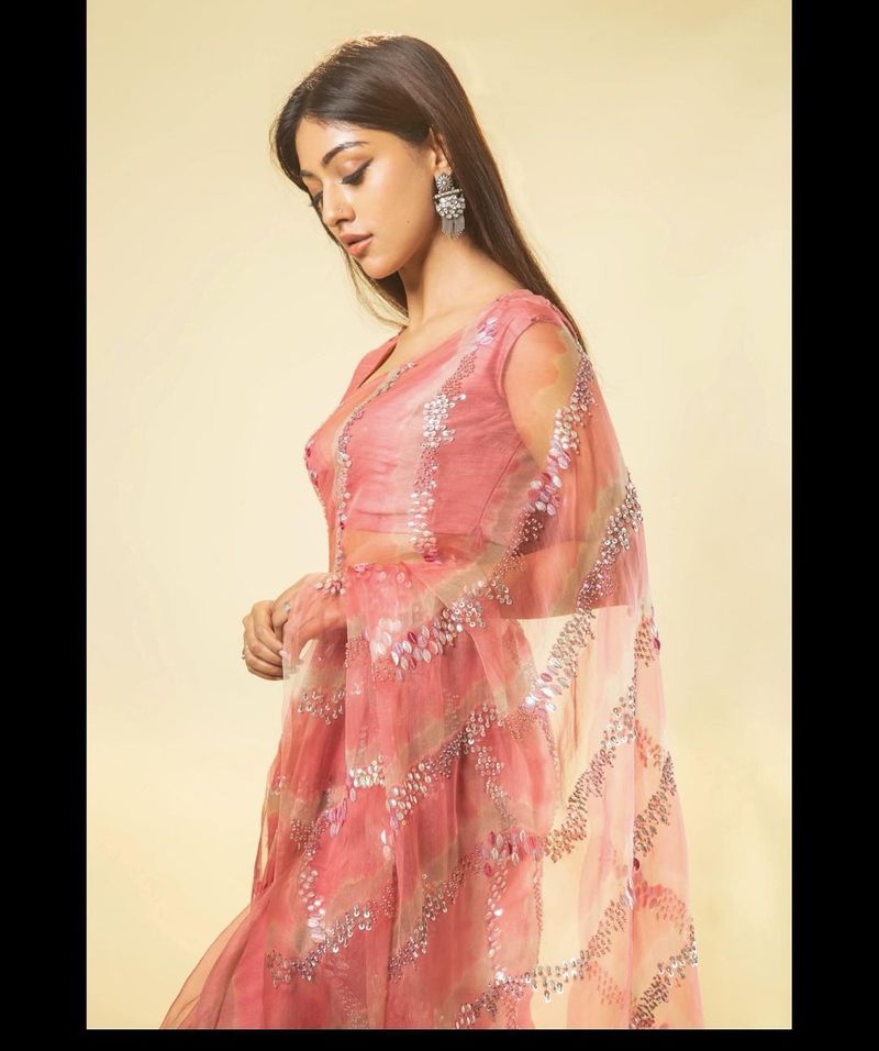anu emmanuel hot show with her transparent saree best treat for fans