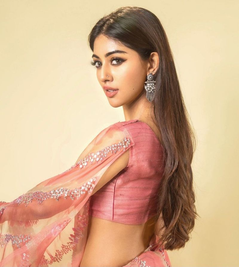 anu emmanuel hot show with her transparent saree best treat for fans