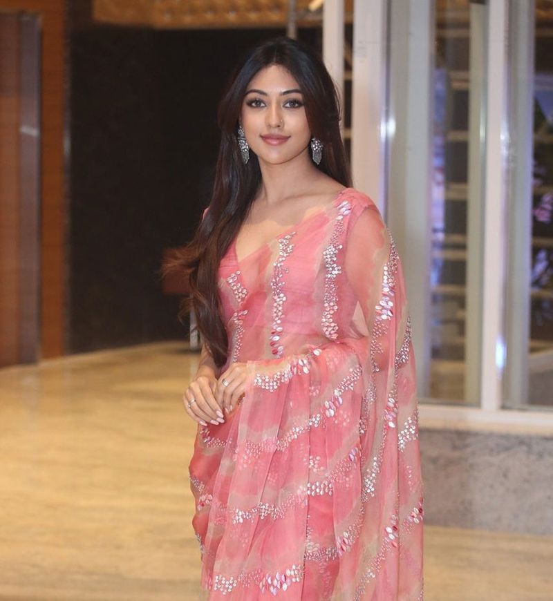 anu emmanuel hot show with her transparent saree best treat for fans