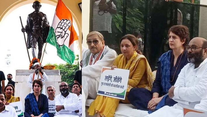 Dismiss the Union Minister in the Lakhimpur affair.. Priyanka who held a silent fast..! Dismiss the Union Minister in the Lakhimpur affair.. Priyanka who held a silent fast..!