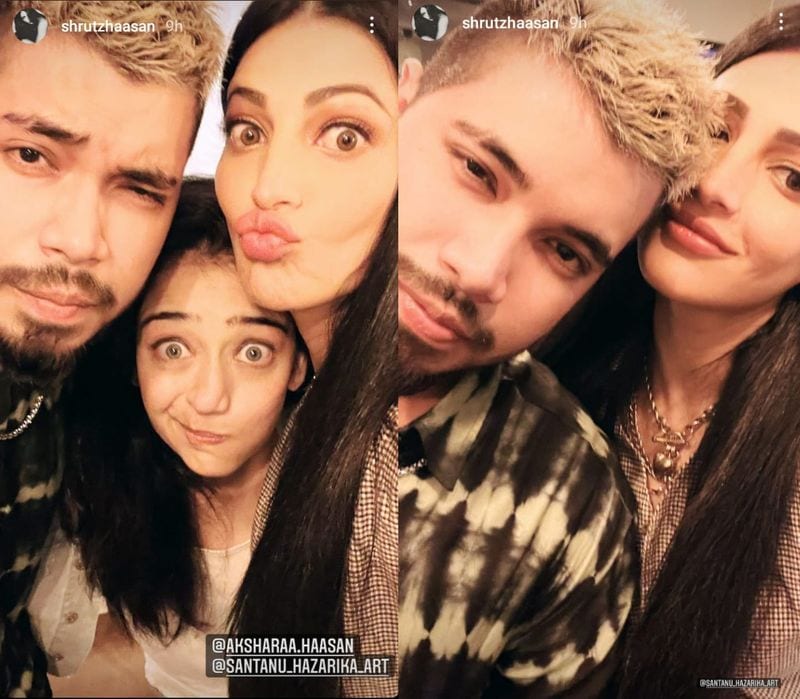 heroin shruti haasan enjoys sister akshara birthday party along boyfriend