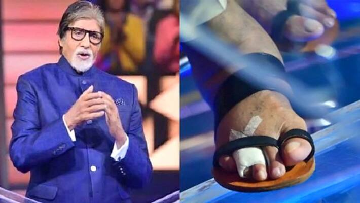 KBC 13, Amitabh Bachchan spotted with bandage on feet, Big B shoot for show wearing slippers on suit KBC 13, Amitabh Bachchan spotted with bandage on feet, Big B shoot for show wearing slippers on suit