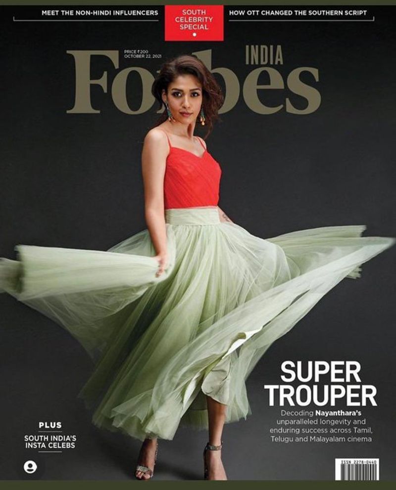 lady superstar Nayanthara on the cover of Forbes India