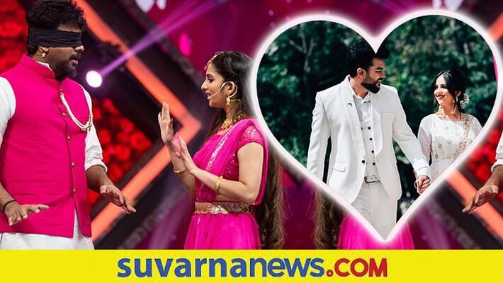 Niveditha Gowda bites Chandan shetty finger while eating jalebi in Raja Rani show vcs Niveditha Gowda bites Chandan shetty finger while eating jalebi in Raja Rani show vcs
