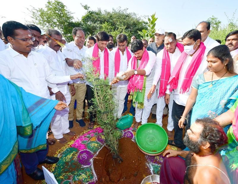 TRS MP Ssantosh, minister malla reddy jammi plant plantation in keesaragutta