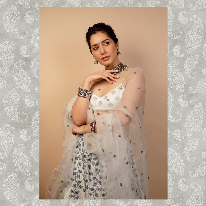 raashi khanna cleavage show with transparent dress netizens mind block