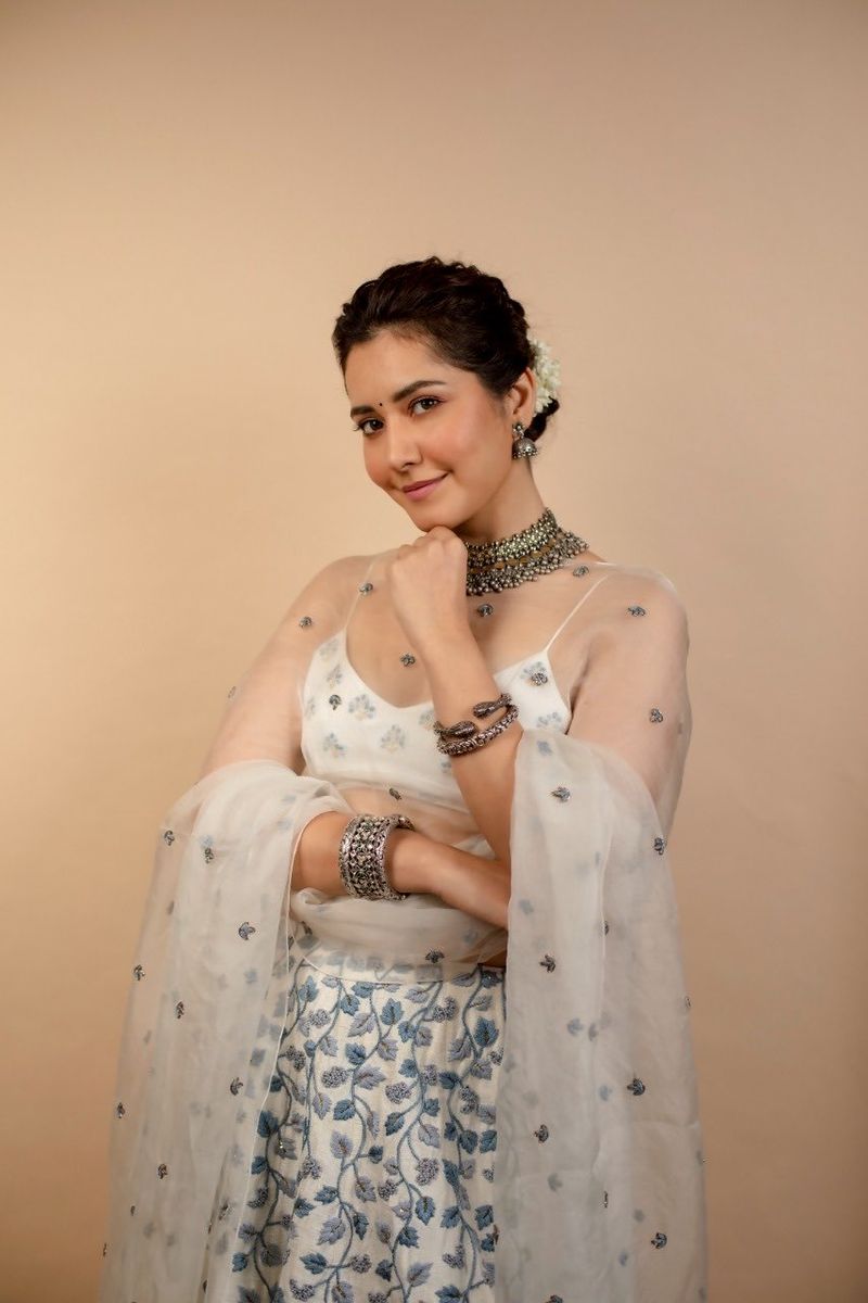 raashi khanna cleavage show with transparent dress netizens mind block
