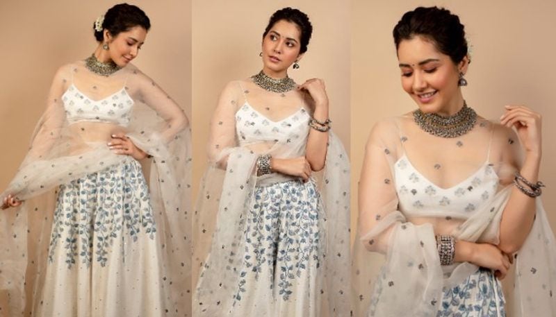 raashi khanna cleavage show with transparent dress netizens mind block